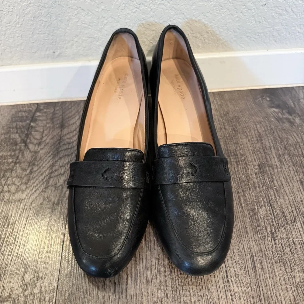 Kate Spade Loafers‎ Women's 8.5 M Loafer Heels Black Leather